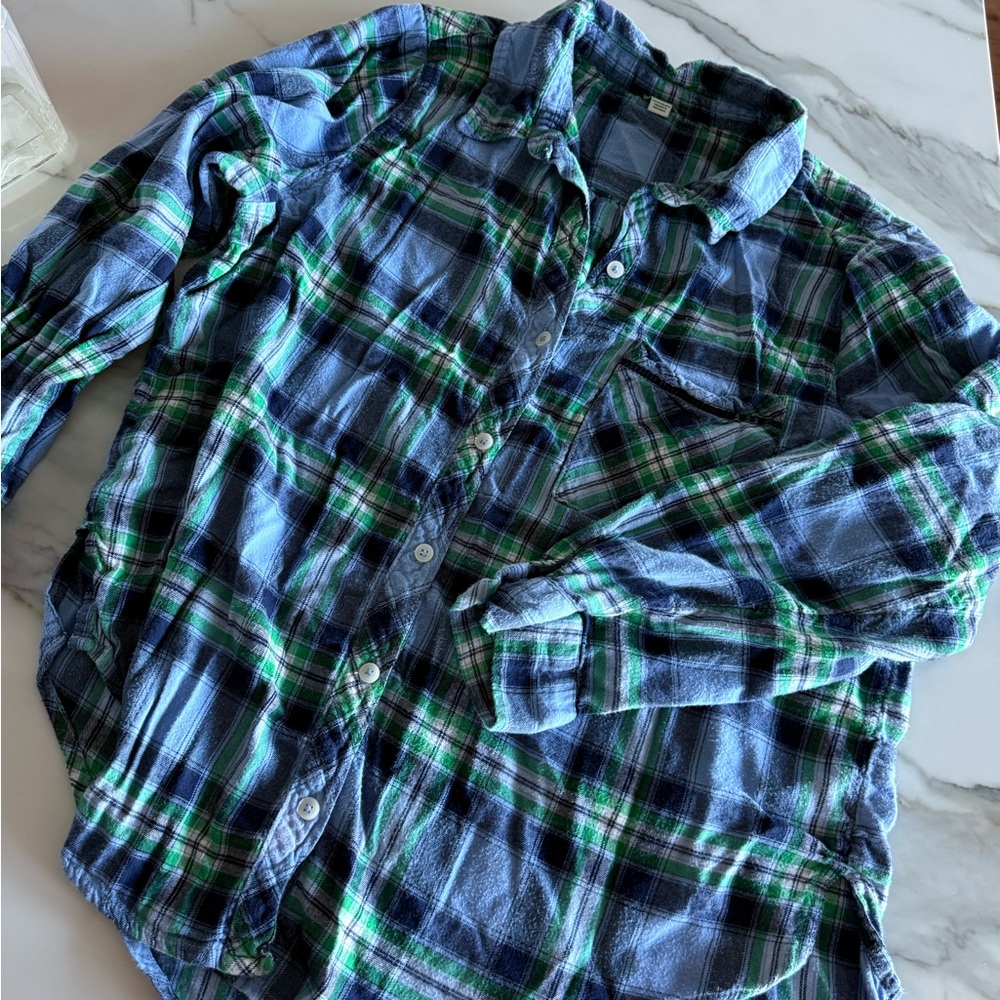 Aerie Blue and Green Plaid Pajama Set